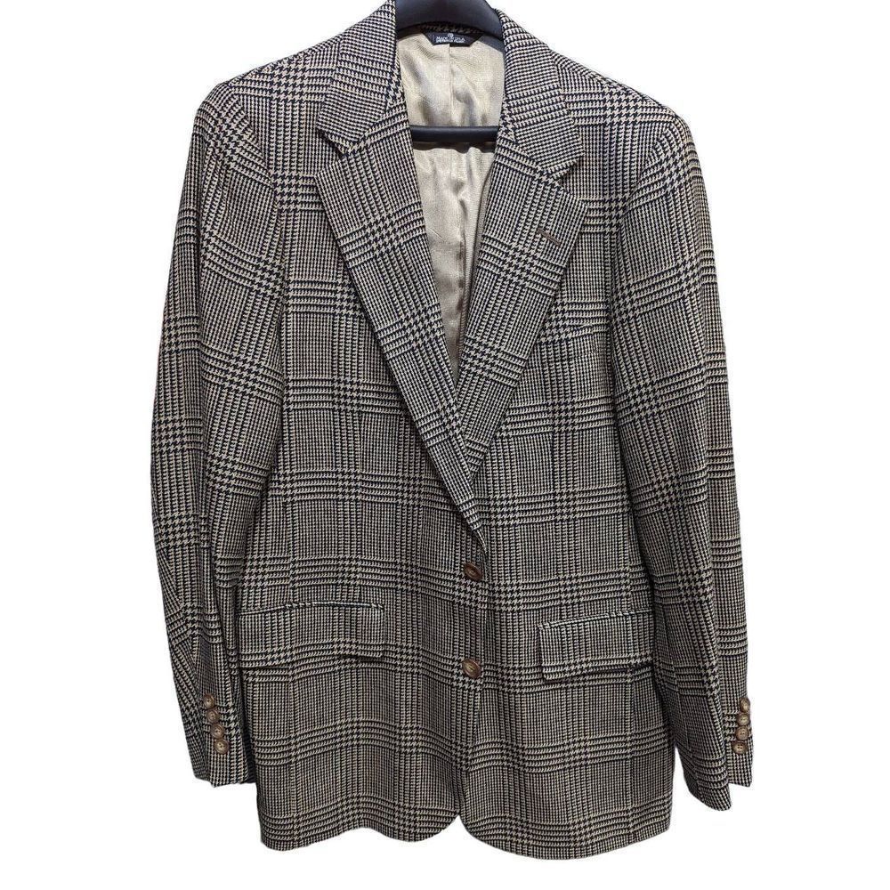 Chaps by Ralph Lauren Men's Brown and Black Plaid Button-Front Sport Jacket Size
